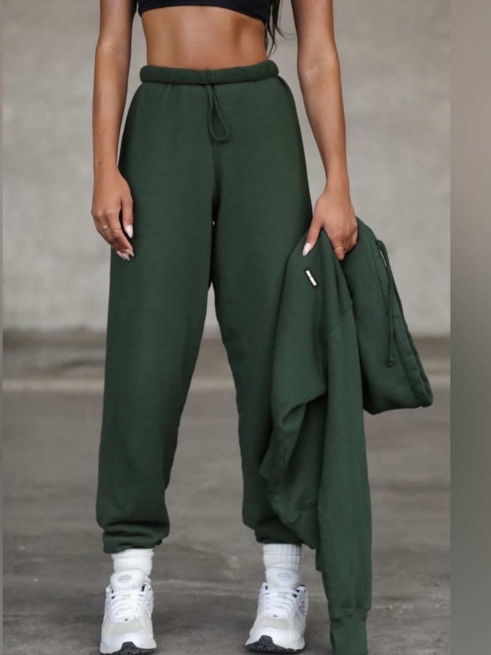 Joah Brown Oversized Joggers in Pine French Terry - Picture 2 of 7